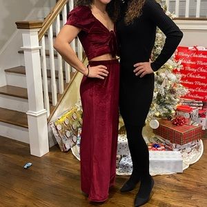 Lulus burgundy two-piece set jumpsuit
